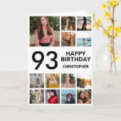 93e verjaardag Foto Collage 13 Foto's Black White Kaart (Gele Bloem)