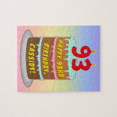 93e verjaardag: Fun Cake and Candles + Custom Name Legpuzzel (Horizontaal)
