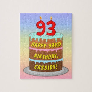 93e verjaardag: Fun Cake and Candles + Custom Name Legpuzzel