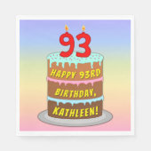 93e verjaardag: Fun Cake and Candles + Custom Name Servet (Voorkant)