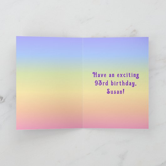 93e verjaardag — Fun Cake & Candles, w/ Eigen naam Kaart (Binnen)