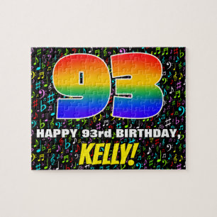 93e verjaardag — Fun, Colorful Music Symbols & "93 Legpuzzel