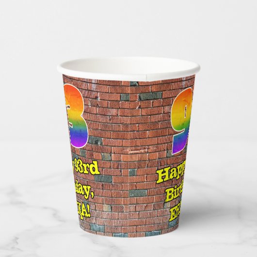 93e verjaardag: Fun Graffiti-geïnspireerde regenbo Papieren Bekers (Rechts)