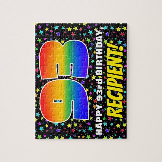 93e verjaardag — Fun, kleurrijk Star Field Pattern Legpuzzel (Verticaal)