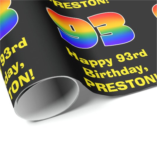 93e verjaardag: Fun, kleurrijke regenboog geïnspir Cadeaupapier (Rol Hoek)