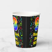93e verjaardag: Fun Muzieknoten Pattern, Rainbow 9 Papieren Bekers (Rechts)