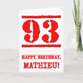 93e verjaardag: Fun, rode rubber stempel geïnspire Kaart (Voorkant)