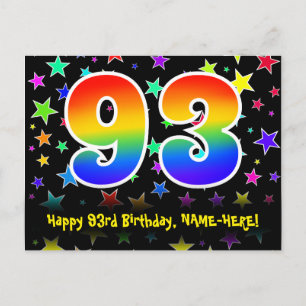 93e Verjaardag: Fun Stars Patroon, Regenboog 93, N Briefkaart
