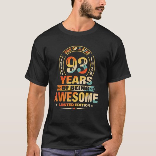 93e verjaardag geschenken 93 jaar Geweldige Vint T-shirt (Voorkant)