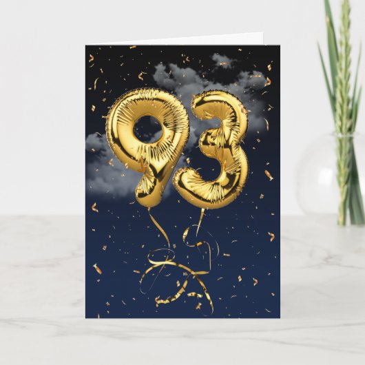 93e verjaardag Gold Mylar ballon en Confetti Card Kaart (Voorkant)