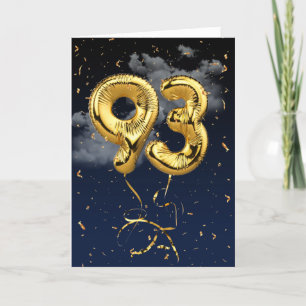 93e verjaardag Gold Mylar ballon en Confetti Card Kaart