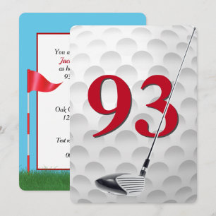 93e verjaardag golf thema feest kaart