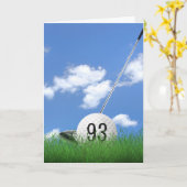 93e verjaardag golfbal in gras kaart (Gele Bloem)