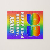 93e verjaardag: kleurrijk, vun regenboogpatroon #  legpuzzel (Horizontaal)