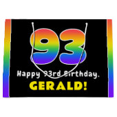 93e verjaardag: kleurrijke regenboog # 93, aangepa groot cadeauzakje (Voorkant)