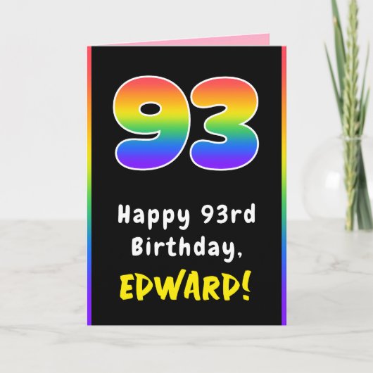 93e verjaardag: kleurrijke regenboog # 93, aangepa kaart (Voorkant)