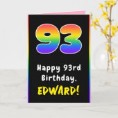 93e verjaardag: kleurrijke regenboog # 93, aangepa kaart (Gele Bloem)