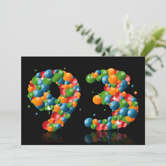 93e verjaardag, met bubbels en ballen kaart (Staand voorkant)