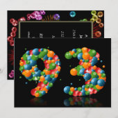 93e verjaardag, met bubbels en ballen kaart (Voorkant / Achterkant)