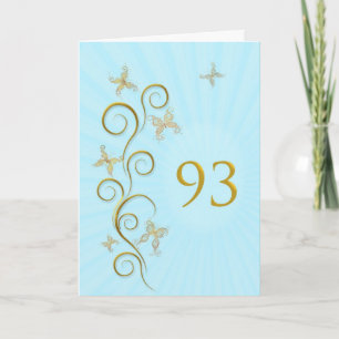 93e verjaardag met gouden vlinders kaart
