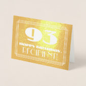 93e verjaardag: naam + Art Deco geïnspireerd look  Folie Kaarten (Voorkant)