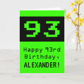 93e verjaardag: Nerdy / Geeky Style "93" en naam Kaart (Gele Bloem)