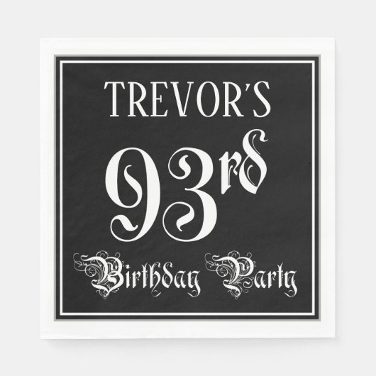 93e verjaardag Partij — Fancy Manuscript + de Naam Servet (Voorkant)