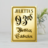 93e verjaardag Partij — Legant Manuscript + de Naa Folie Uitnodiging (Staand Voorkant)