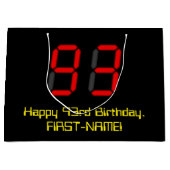 93e verjaardag: Red Digital Clock Style "93" + naa Groot Cadeauzakje (Voorkant)