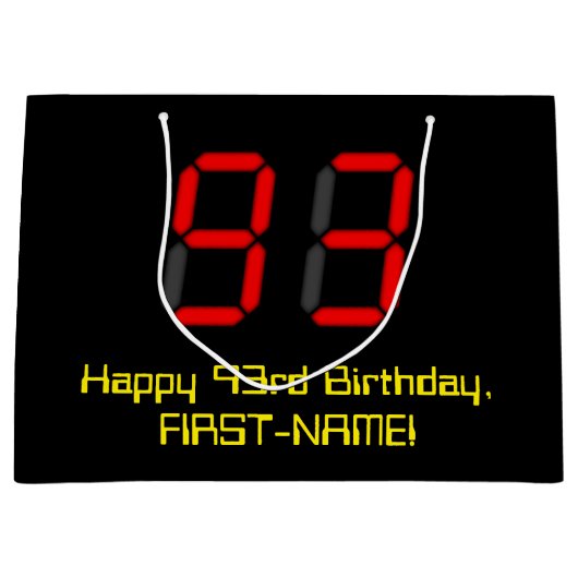 93e verjaardag: Red Digital Clock Style "93" + naa Groot Cadeauzakje (Voorkant)