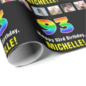 93e verjaardag: Regenboog "93"; Aangepaste foto's  Cadeaupapier (Rol Hoek)