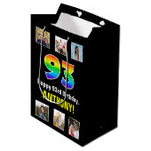 93e verjaardag: Regenboog "93", aangepaste foto's Medium Cadeauzakje (Voorkant Gekanteld)