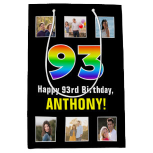 93e verjaardag: Regenboog "93", aangepaste foto's  Medium Cadeauzakje