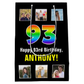 93e verjaardag: Regenboog "93", aangepaste foto's Medium Cadeauzakje (Achterkant)