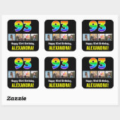93e verjaardag: Regenboog "93"; Aangepaste foto's  Vierkante Sticker (Vel)