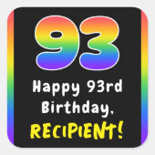 93e verjaardag: Regenboogspectrum # 93, Aangepaste Vierkante Sticker (Voorkant)