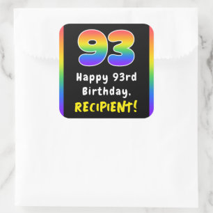 93e verjaardag: Regenboogspectrum # 93, Aangepaste Vierkante Sticker