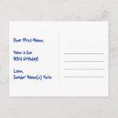 93e verjaardag: Roze strepen & harten, Regenboog 9 Briefkaart (Achterkant)