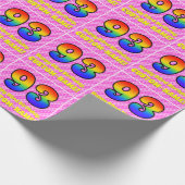 93e verjaardag: roze strips & harten, regenboognr. cadeaupapier (Hoek)