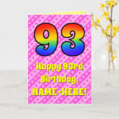 93e verjaardag: roze strips & harten, regenboognr. kaart (Gele Bloem)