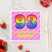 93e verjaardag: roze strips & harten, regenboognr. servet (Insitu)