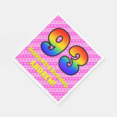 93e verjaardag: roze strips & harten, regenboognr. servet (Hoek)