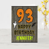 93e verjaardag: Spooky Halloween Theme, Aangepaste Kaart (Gele Bloem)