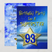 93e verjaardag Uitnodiging voor een Superstar. (Voorkant / Achterkant)