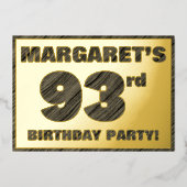 93e verjaardag van de partij van Birthday — Vette, Folie Uitnodiging (Voorkant)