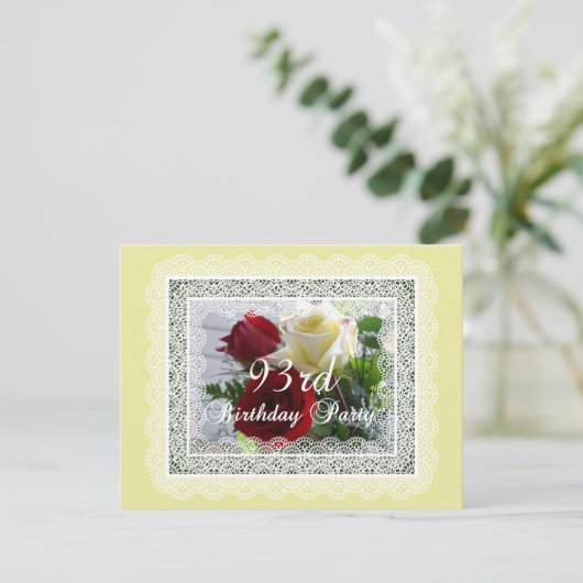 93e verjaardag van de viering van rode/gele rozen kaart (Staand voorkant)