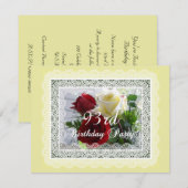 93e verjaardag van de viering van rode/gele rozen kaart (Voorkant / Achterkant)