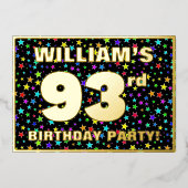 93e verjaardag van de Vreugde - Fun, kleurrijk ste Folie Uitnodiging (Voorkant)