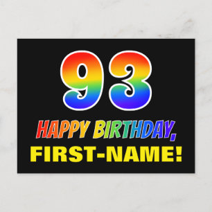 93e verjaardag: Vet, Vun, Eenvoudig, Regenboog 93 Briefkaart