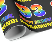 93e verjaardag: Vet, Vun, Eenvoudig, Regenboog 93 Cadeaupapier (Rol Hoek)